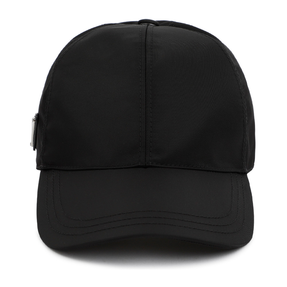 Prada Logo Re-nylon Baseball Cap In Black