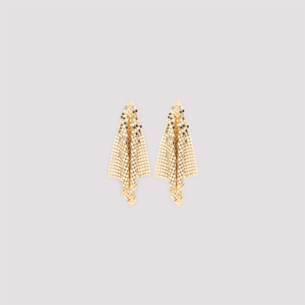 Rabanne Cascading Metallic Mesh Earrings With Triangular Accents In Gold