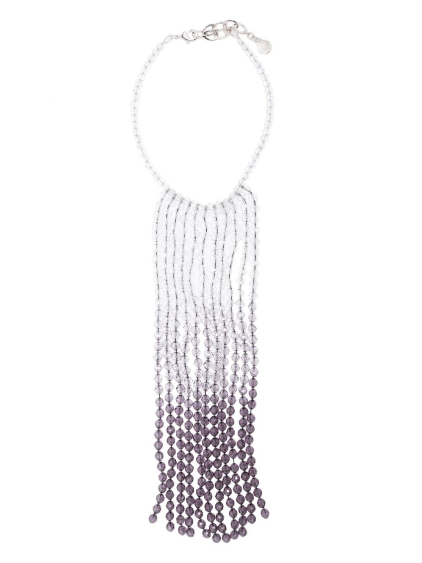 E 'clat White Grey Ombre Beads Drop Necklace