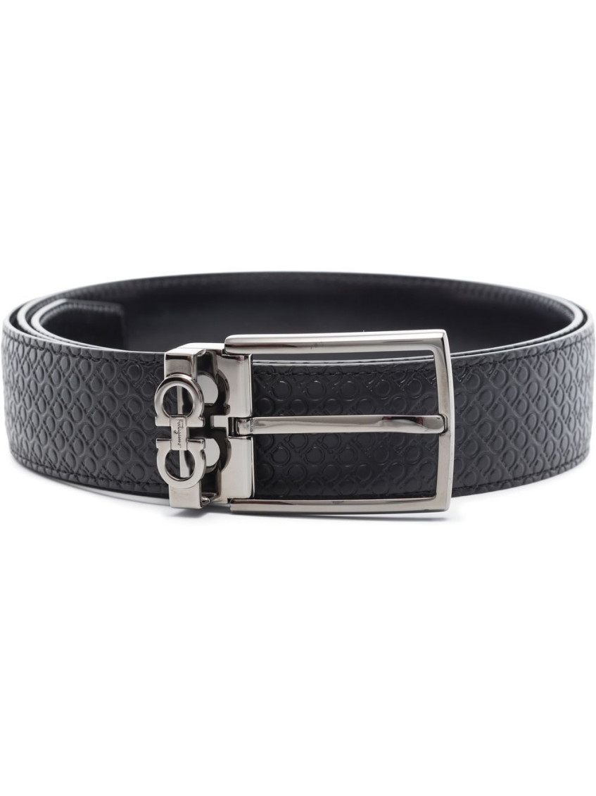 Ferragamo Double Logo-embossed Leather Belt