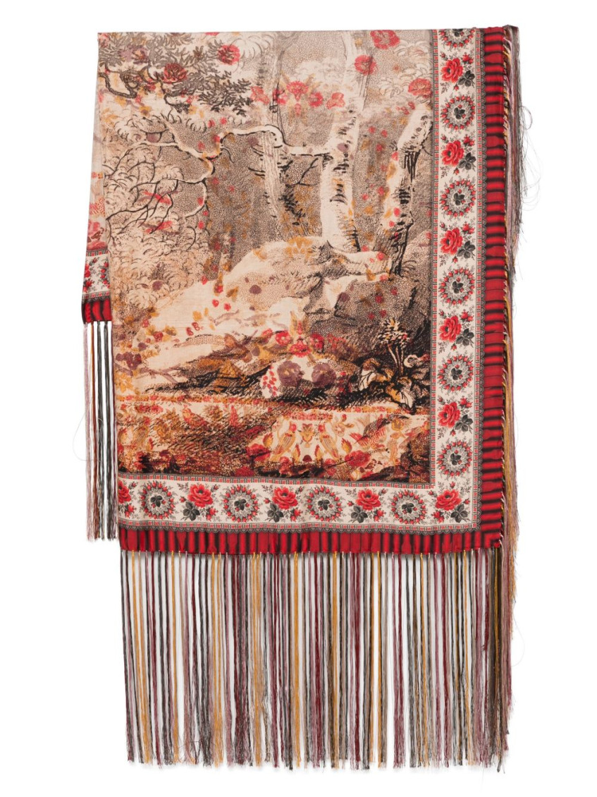 Pierre-louis Mascia Brown Printed Silk Scarf