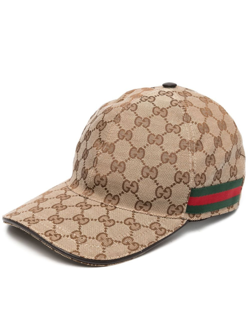 Gucci Web Detail Baseball Cap In Beige