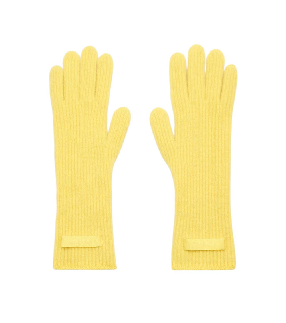 Jacquemus Grosgrain Wool Gloves In Yellow