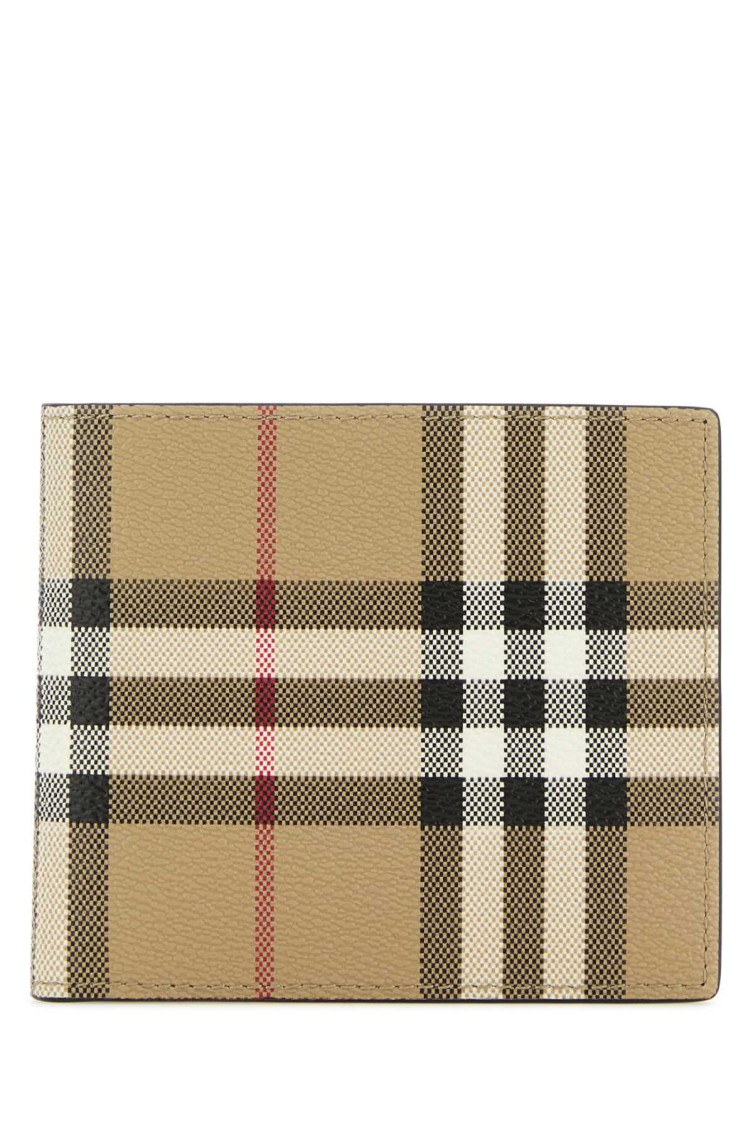 Burberry All-over Check Printed Bi-fold Wallet In Beige