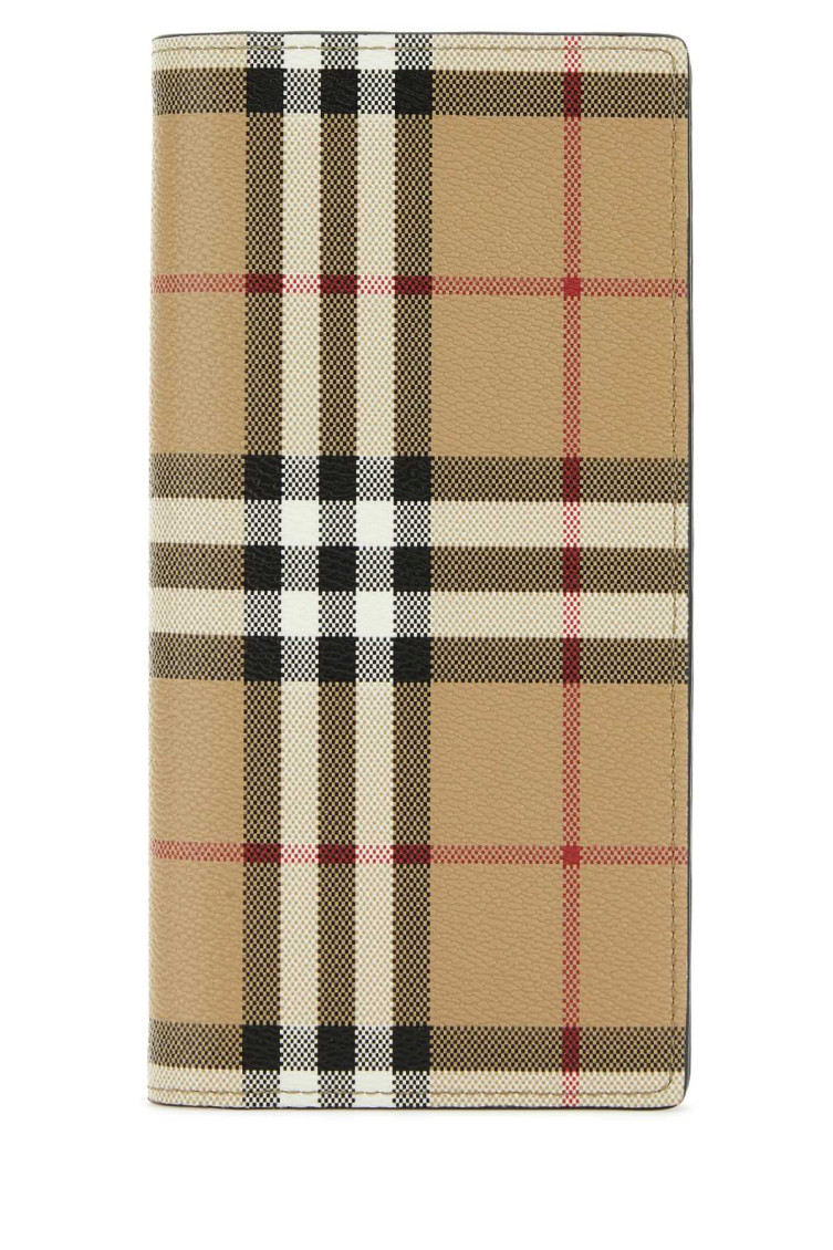 Burberry Canvas Checkered Bifold Wallet In Beige