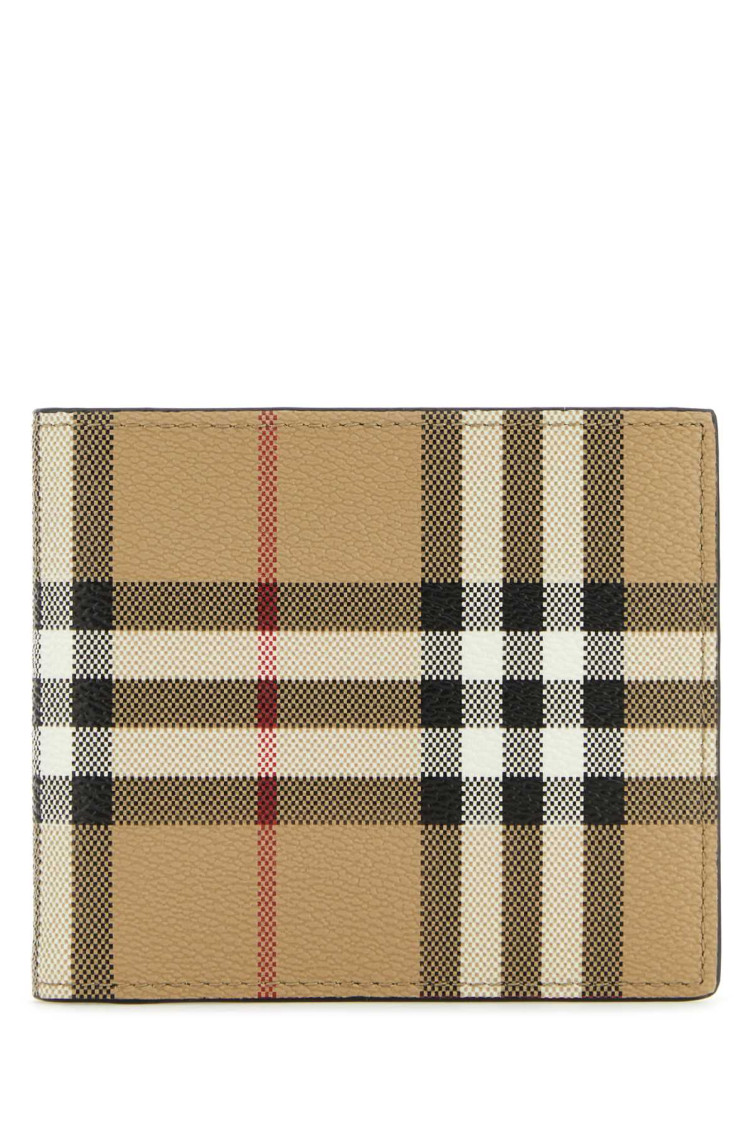 Burberry All-over Check Printed Bi-fold Wallet In Beige