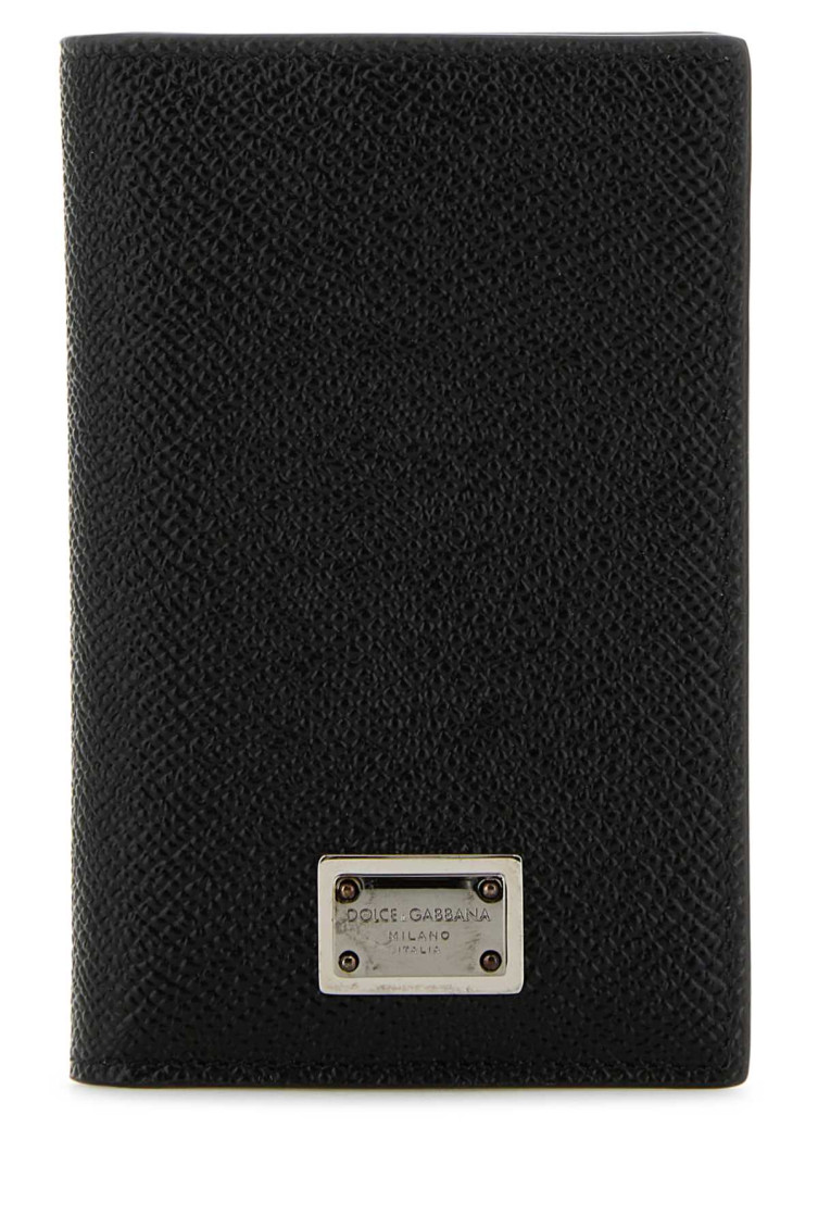Dolce & Gabbana Black Textured Calf Leather Bi-fold Wallet In Black