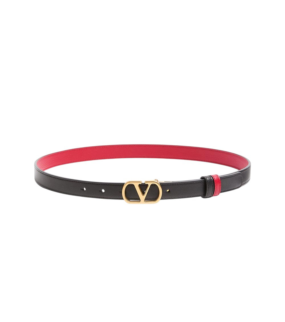 Valentino Garavani Black Vlogo Signature Buckle Belt