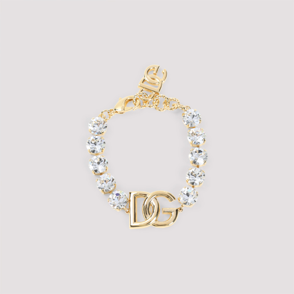 Dolce & Gabbana Golden Crystal Logo Bracelet In Golden