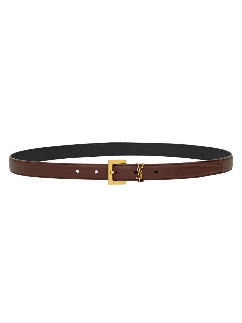 Saint Laurent Red Tan Classic Signature Belt In Tan