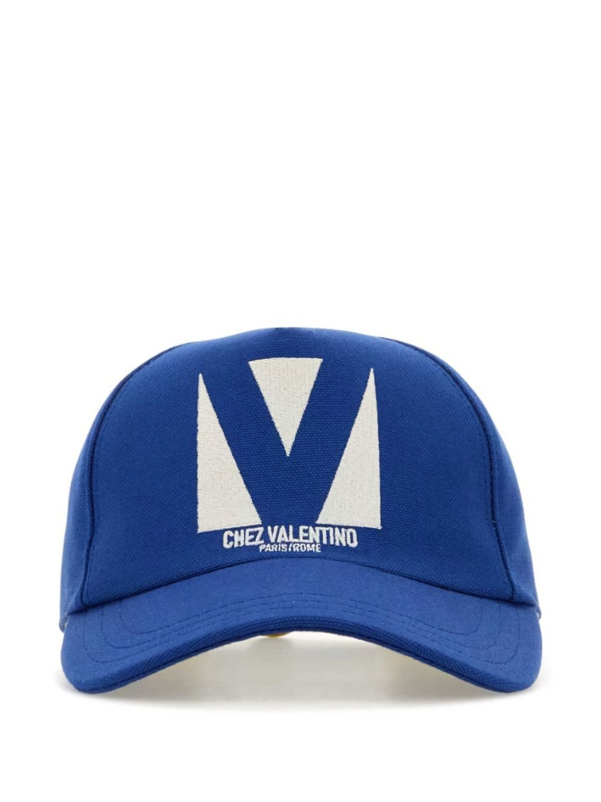 Valentino Electric Blue Cotton Baseball Cap In Blue