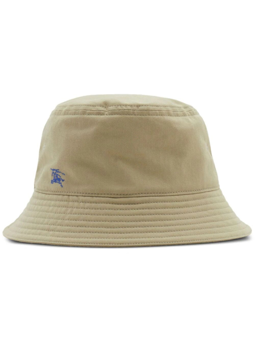 Burberry Equestrian Knight Embroidered Cotton Bucket Hat In Beige
