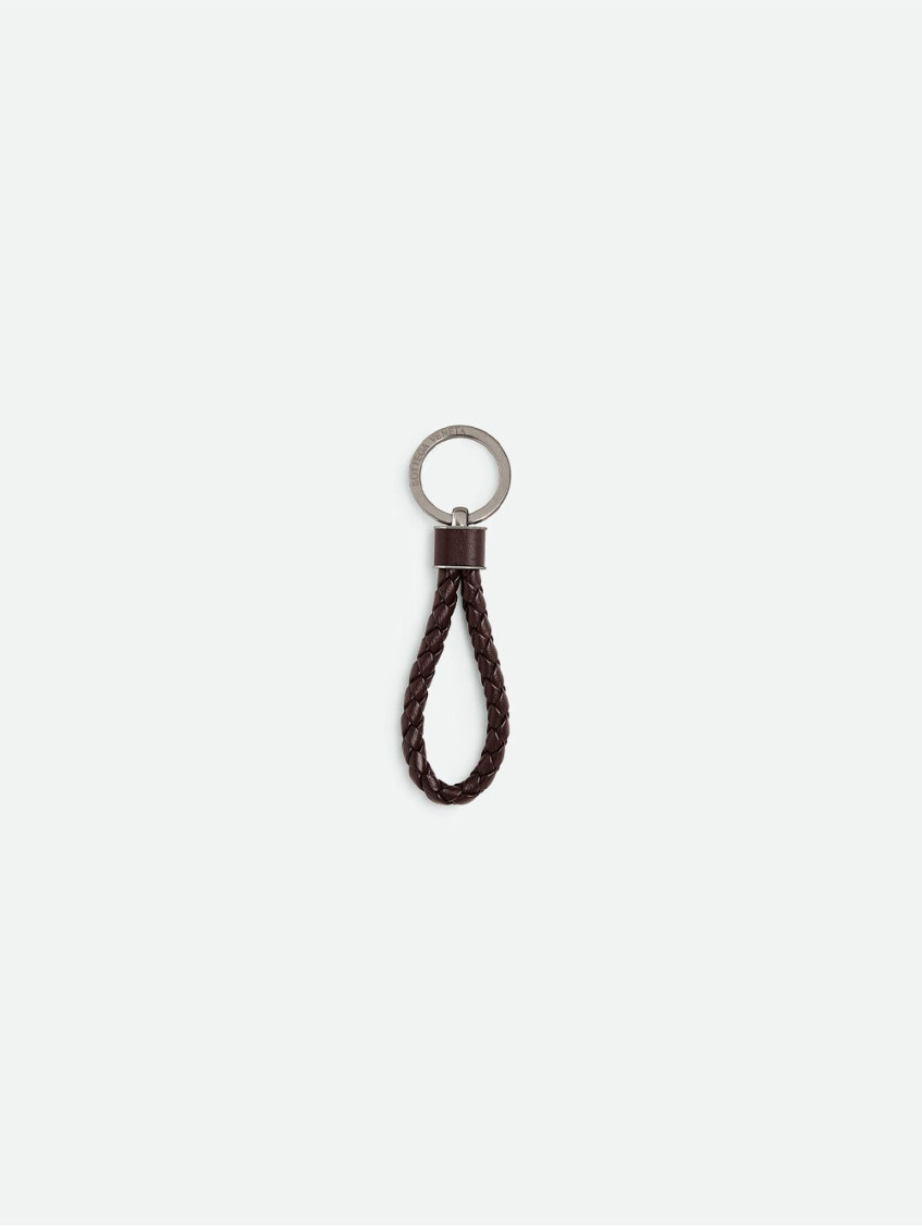 Bottega Veneta Intertwining Keychain In Dark Brown