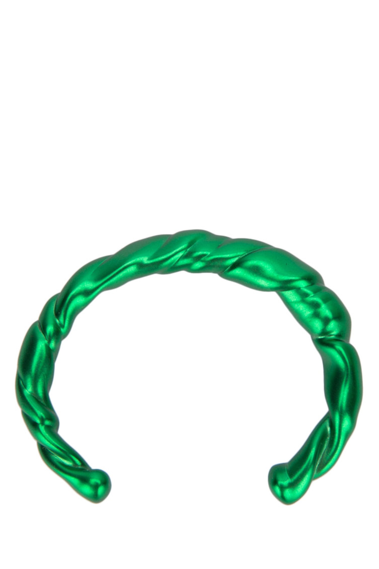 Loewe Twisted Metallic Open Cuff Bracelet In Green