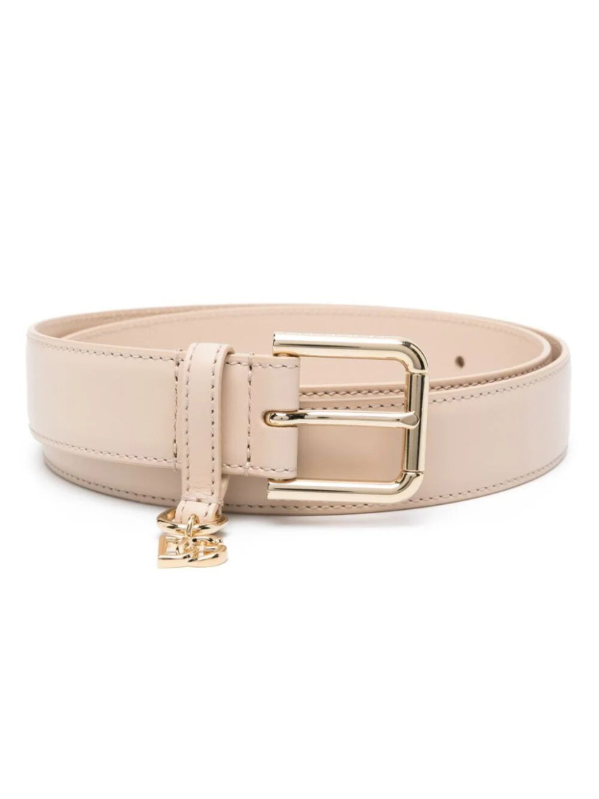 Dolce & Gabbana Leather Belt Adjustable Round Tip In Light Pink