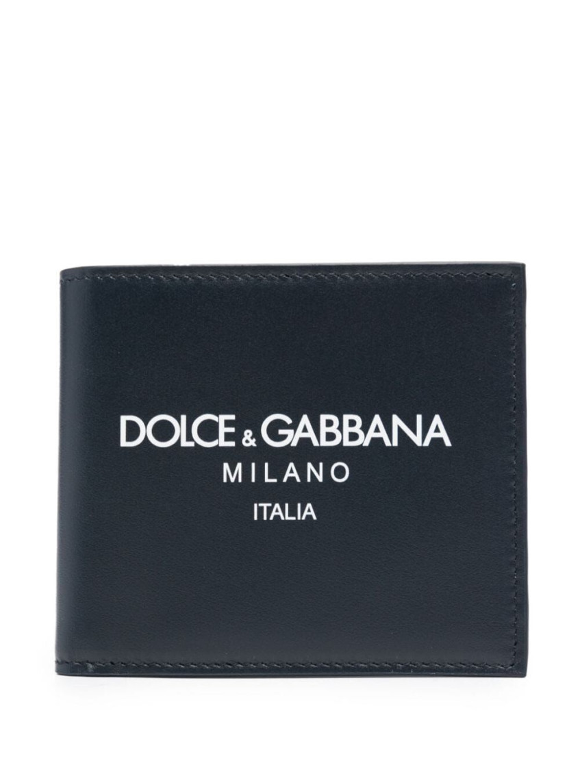 Dolce & Gabbana Navy Blue Bifold Logo Wallet In Navy Blue