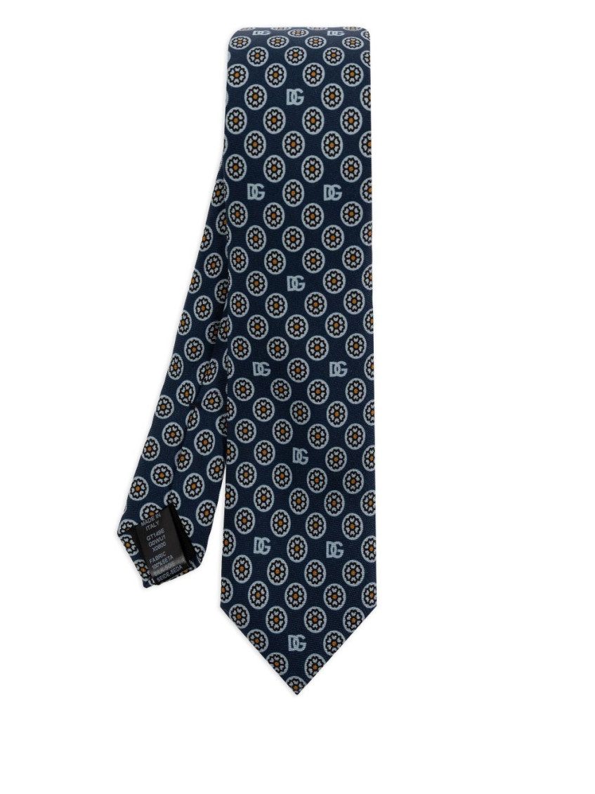 Dolce & Gabbana Silk Patterned Tie In Blue