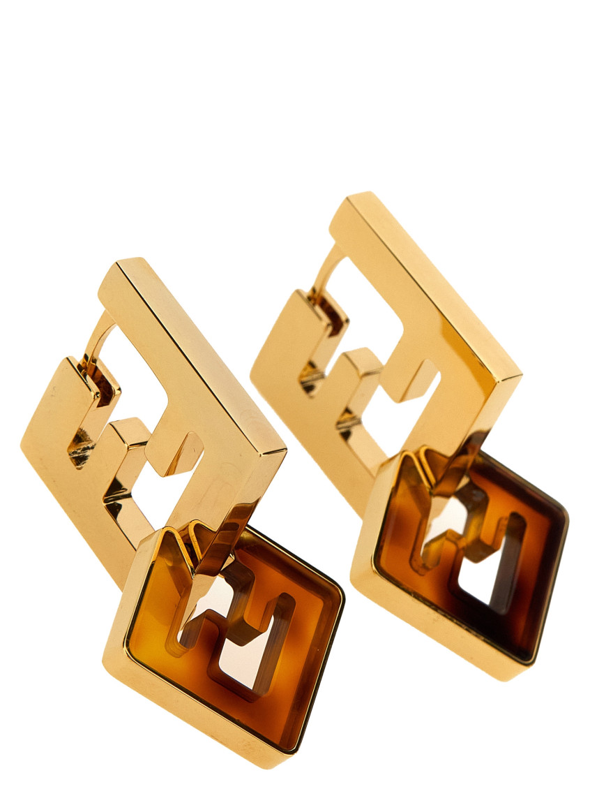 Fendi Enduring Geometric Design Earrings In Golden