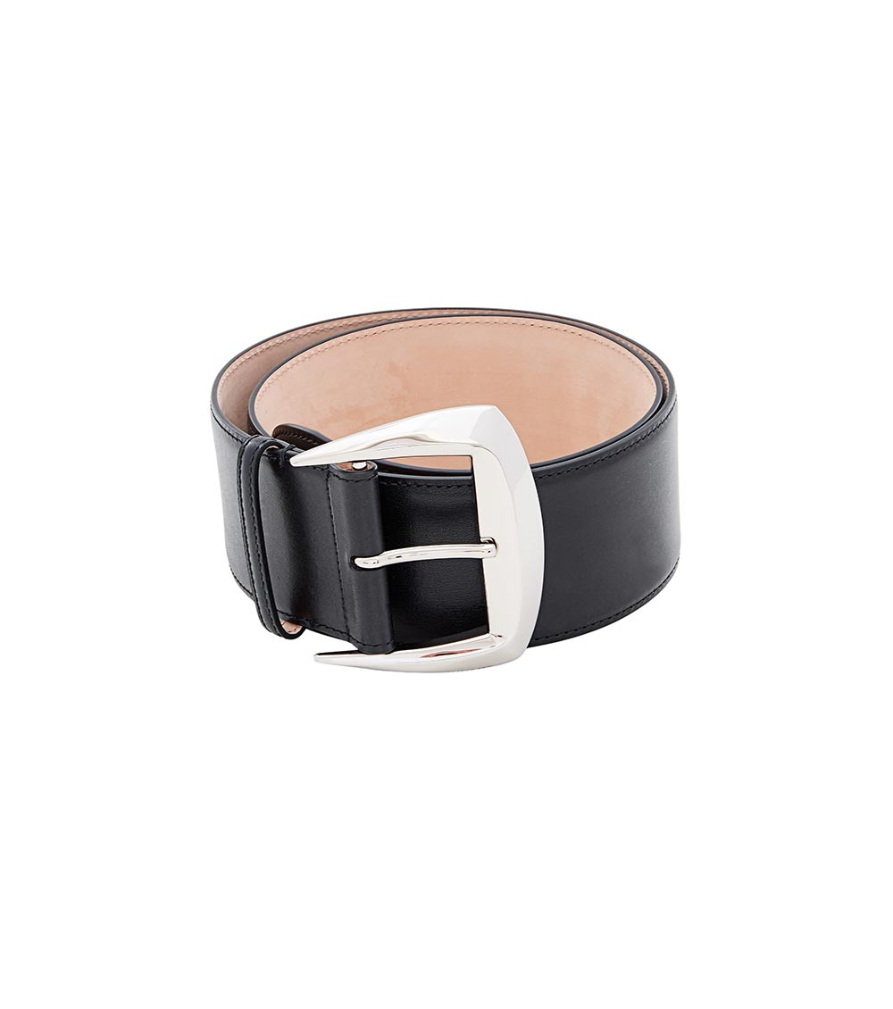 Alexander Mcqueen Geometric Buckle Waist Belt In Black