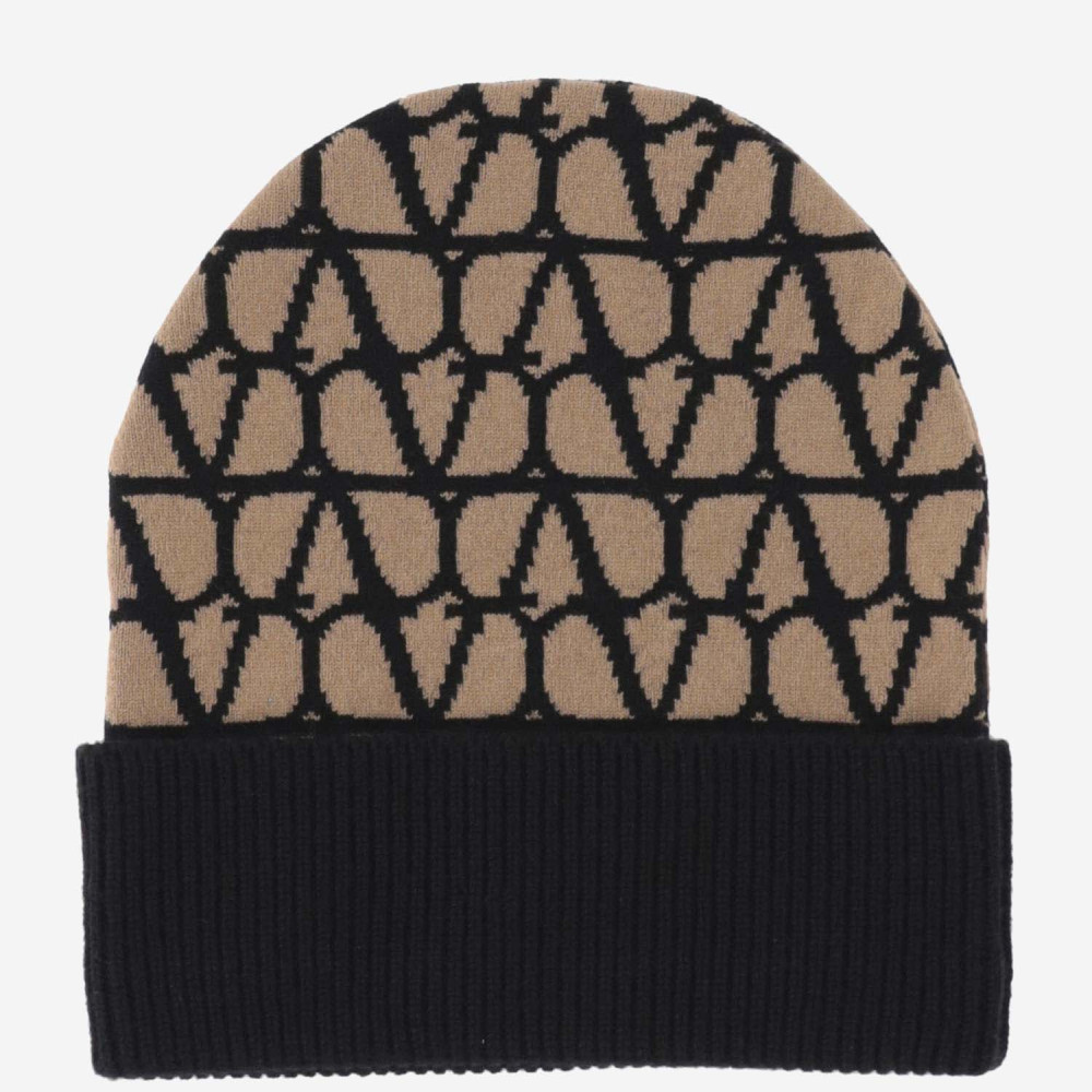 Valentino Beige Cashmere Knitted Beanie Toile Iconographe Beanie In Beige