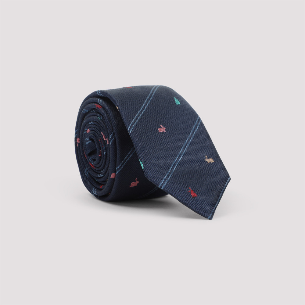 Paul Smith Blue Rabbit Embroidery Tie