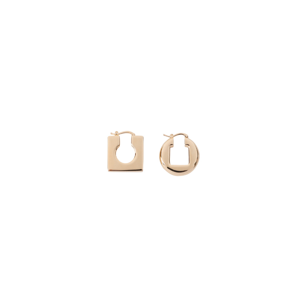 Jacquemus Rond Carre Asymmetric Hoop Earrings In Gold