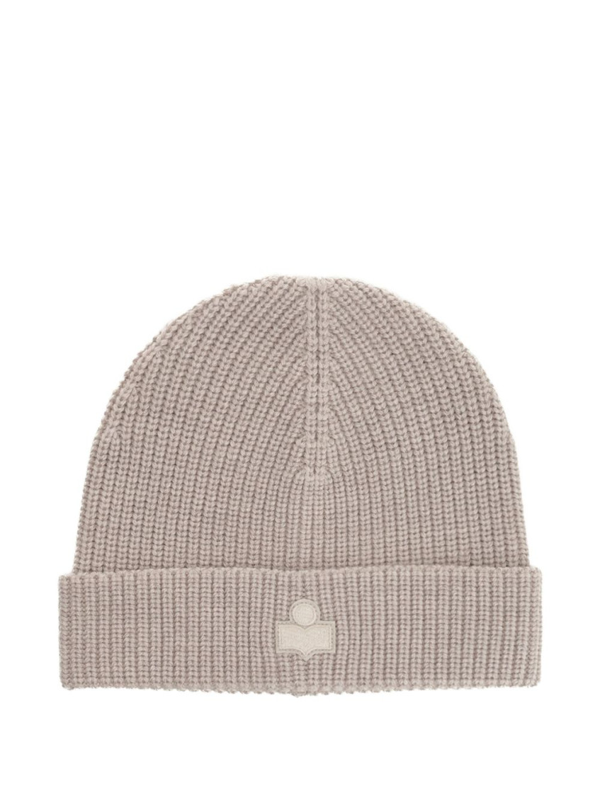 Isabel Marant Wool Hat With Logo Patch In Gray