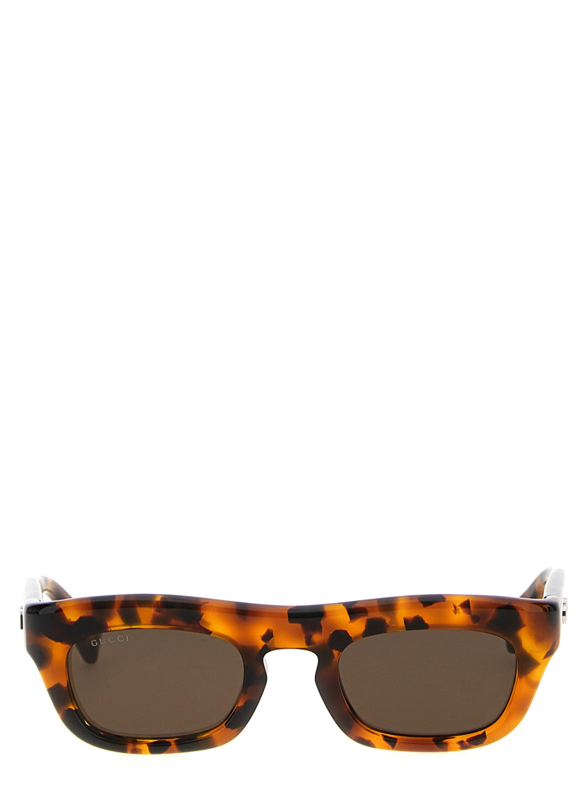 Gucci Brown Rectangular Sunglasses In Brown
