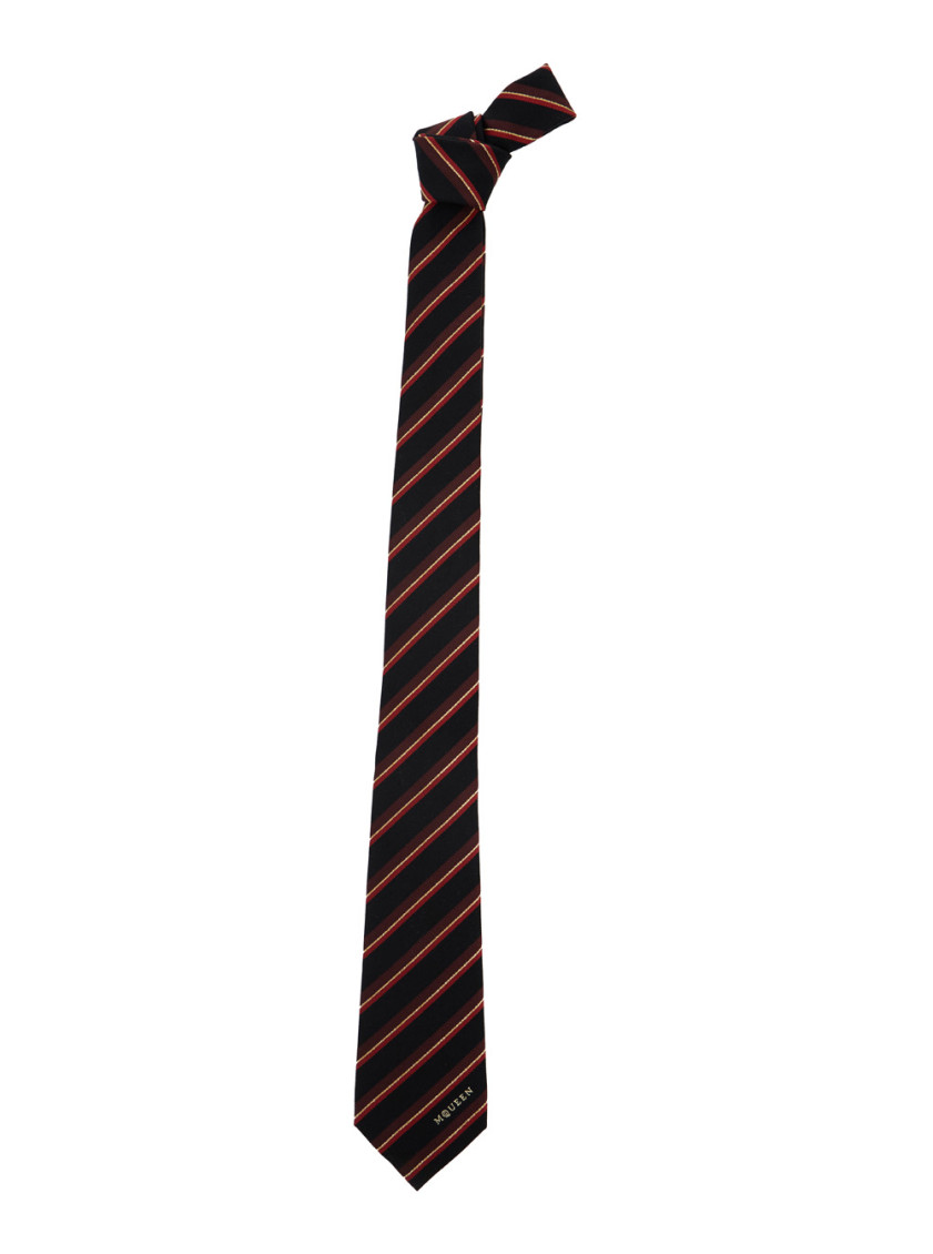 Alexander Mcqueen Tie College Reg Gold In Multicolor