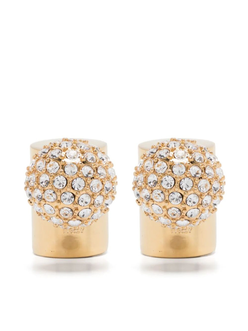 Shop Jacquemus Golden Crystal Perlina Earrings