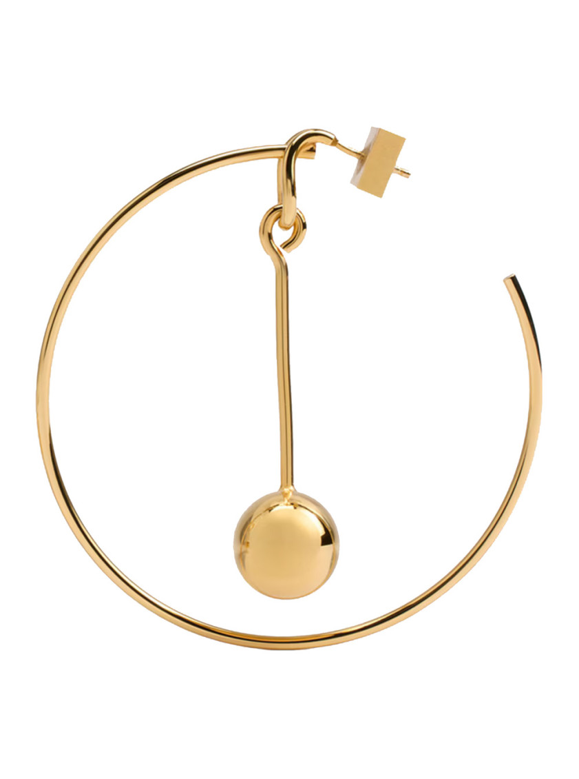 JACQUEMUS GOLDEN ASYMMETRIC HOOP EARRING 