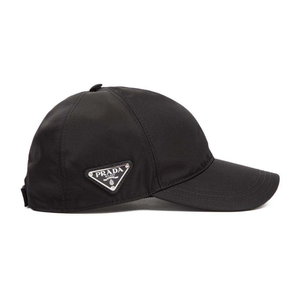 Prada Nylon Baseball Cap 6-panel Construction In Black