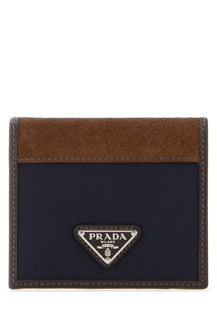 Prada Men Two-tone Fabric And Suede Wallet In Multicolor
