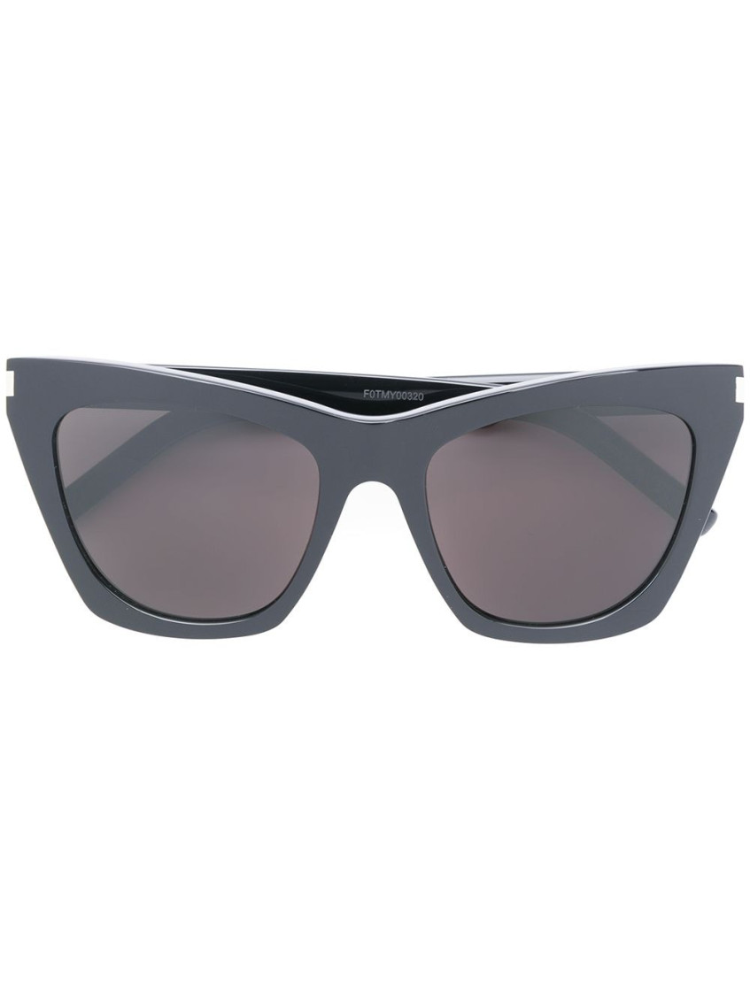 Saint Laurent Black Acetate Sl 214 Sunglasses In Black