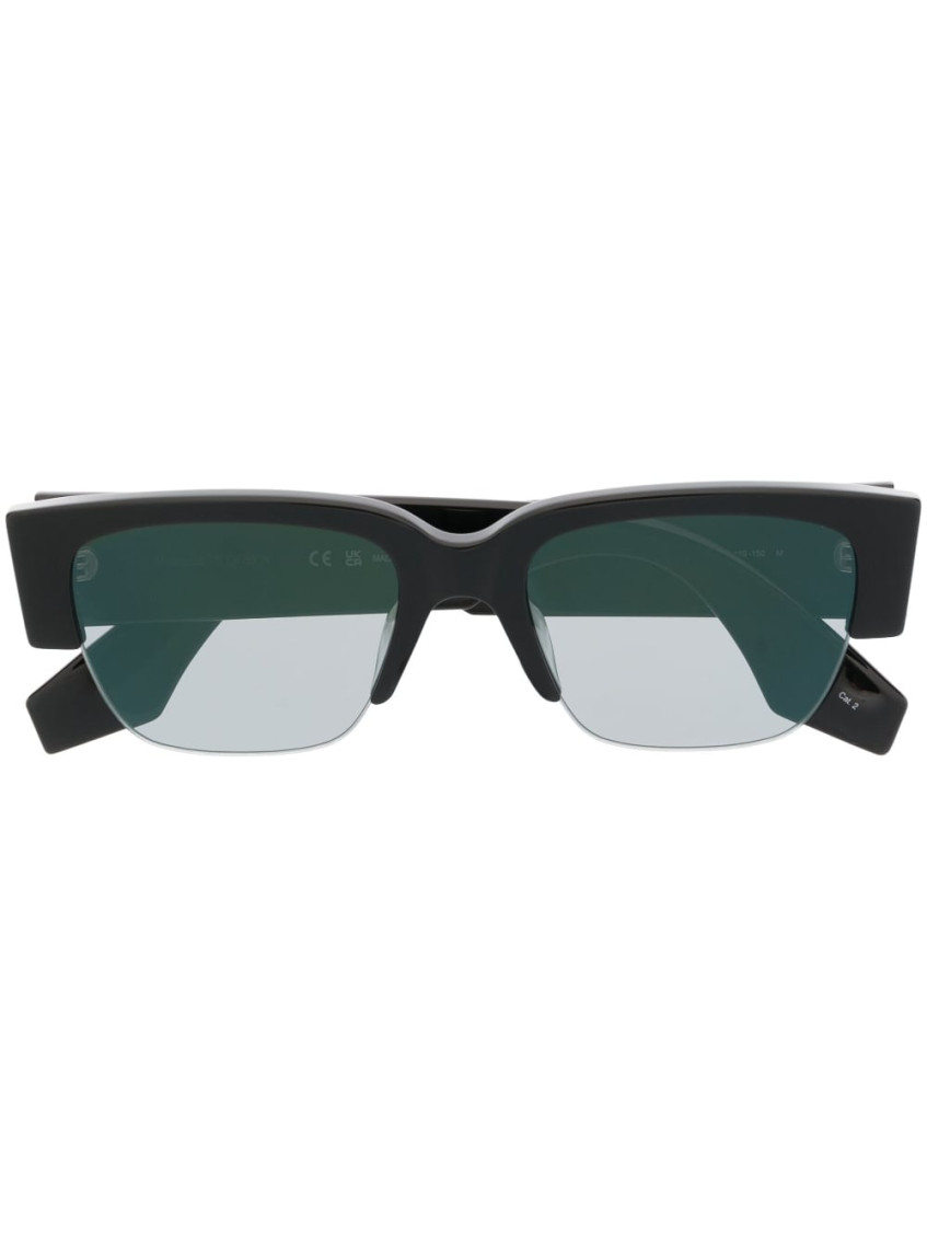Alexander Mcqueen Modern Rectangular Sunglasses Thick Temples In Black