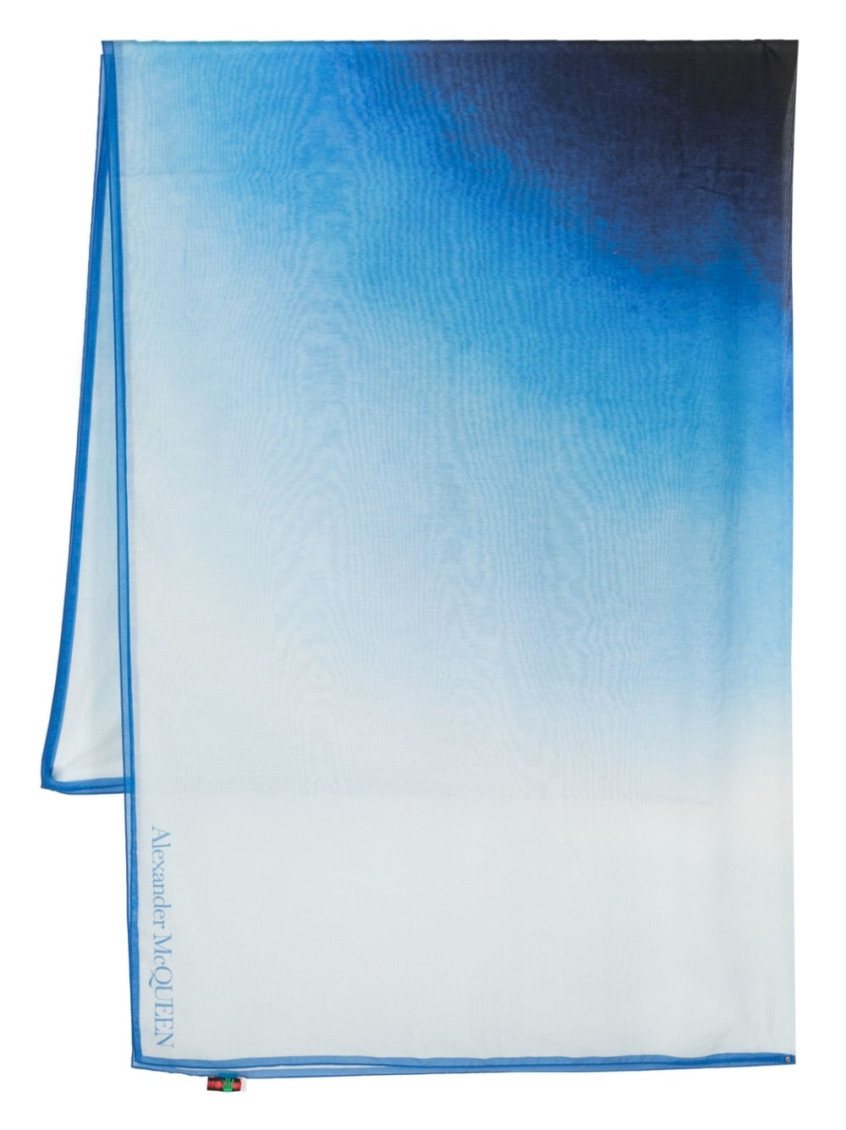 Alexander Mcqueen Alexander Mc Queen Printed Silk Blend Cotton Scarf In White