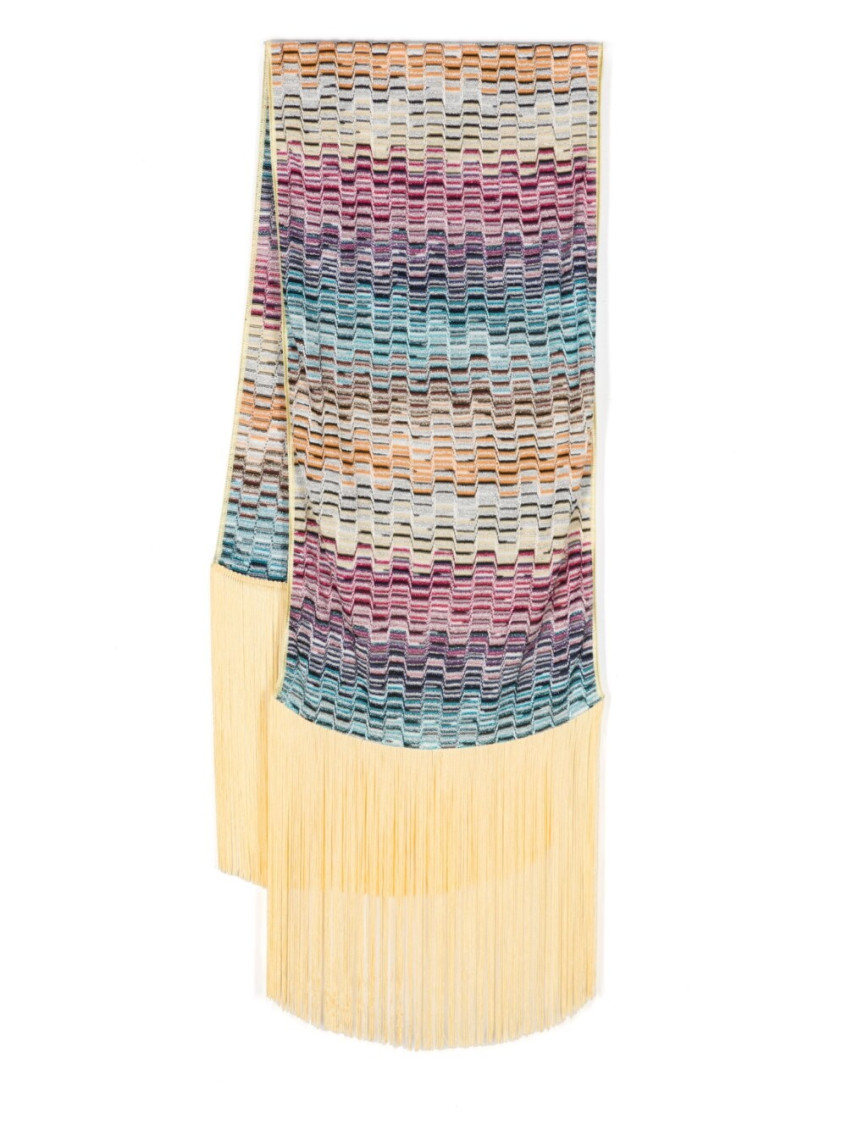 Missoni Striped Scarf Fringed Edge In Multicolor