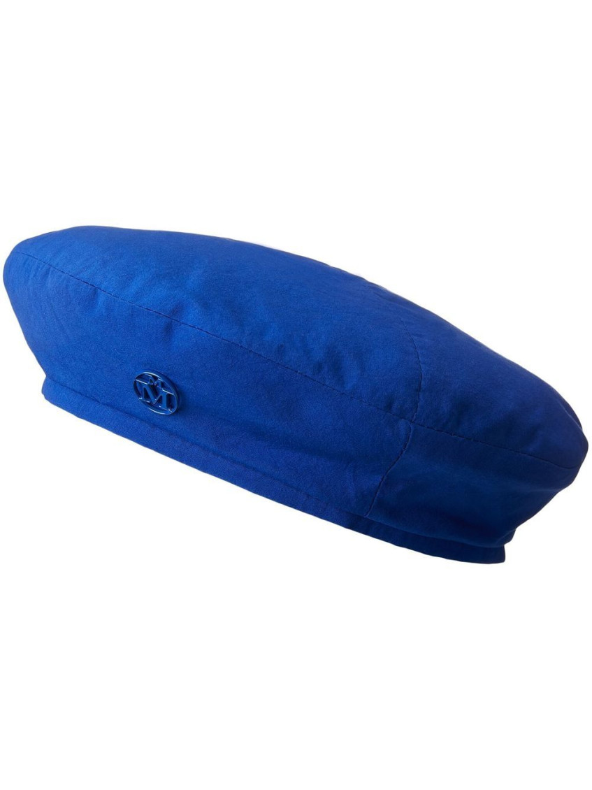 Maison Michel Modern Flat Crown Beret In Soft Fabric In Blue