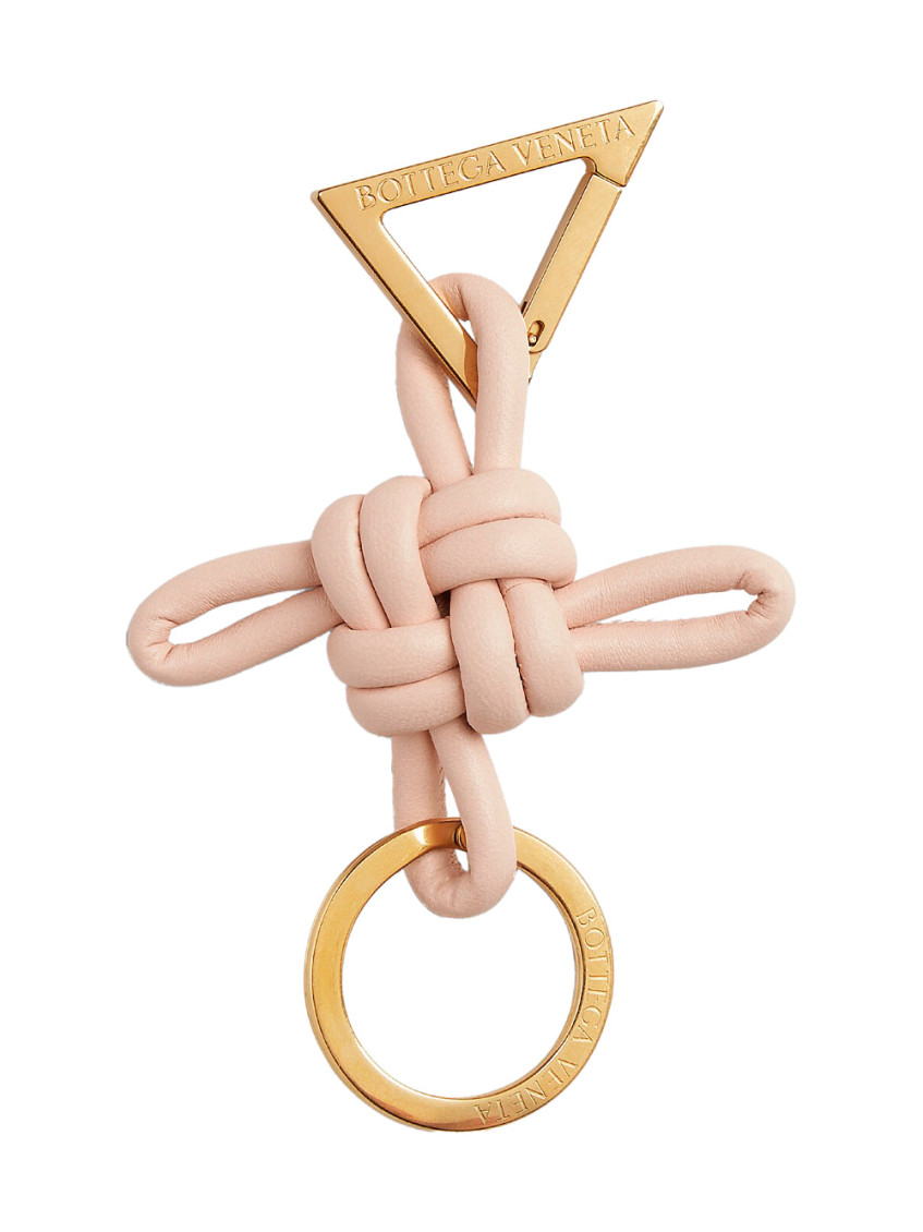 Bottega Veneta Rose Gold Double Knot Triangle Square Keyring
