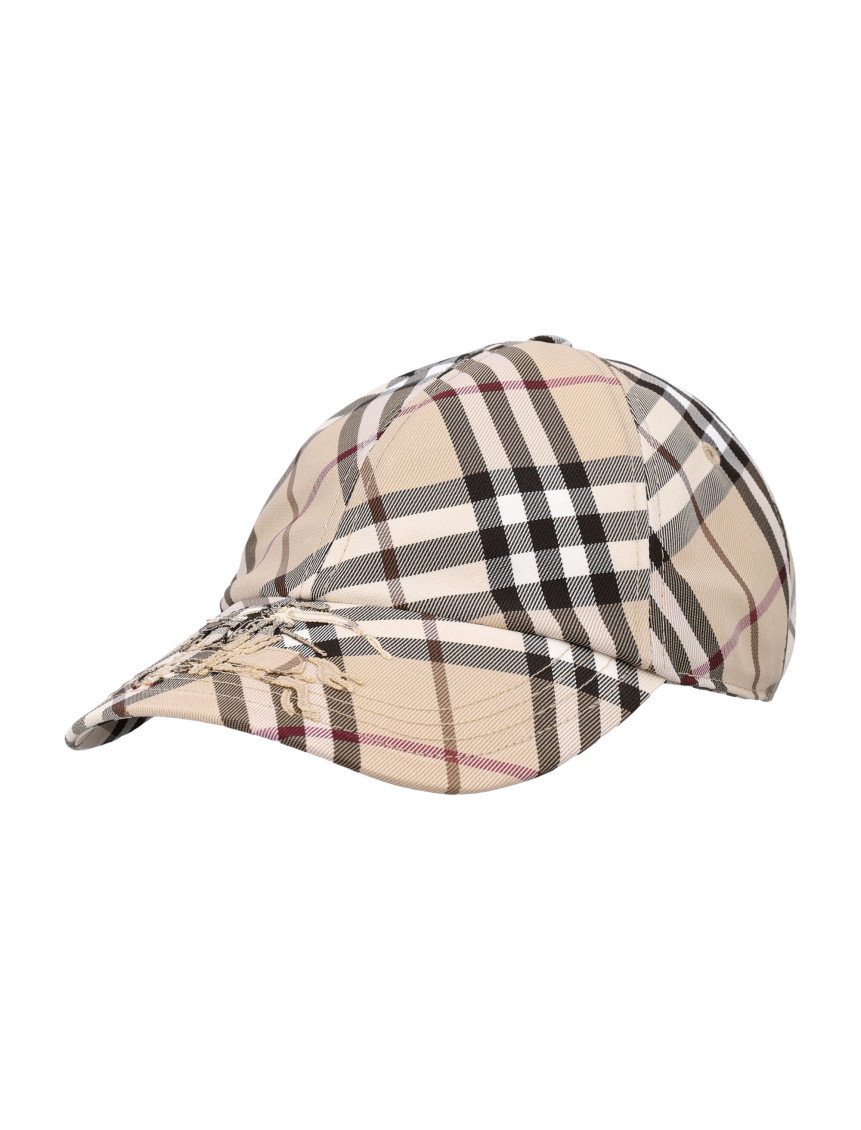 Shop Burberry Beige Check Baseball Hat