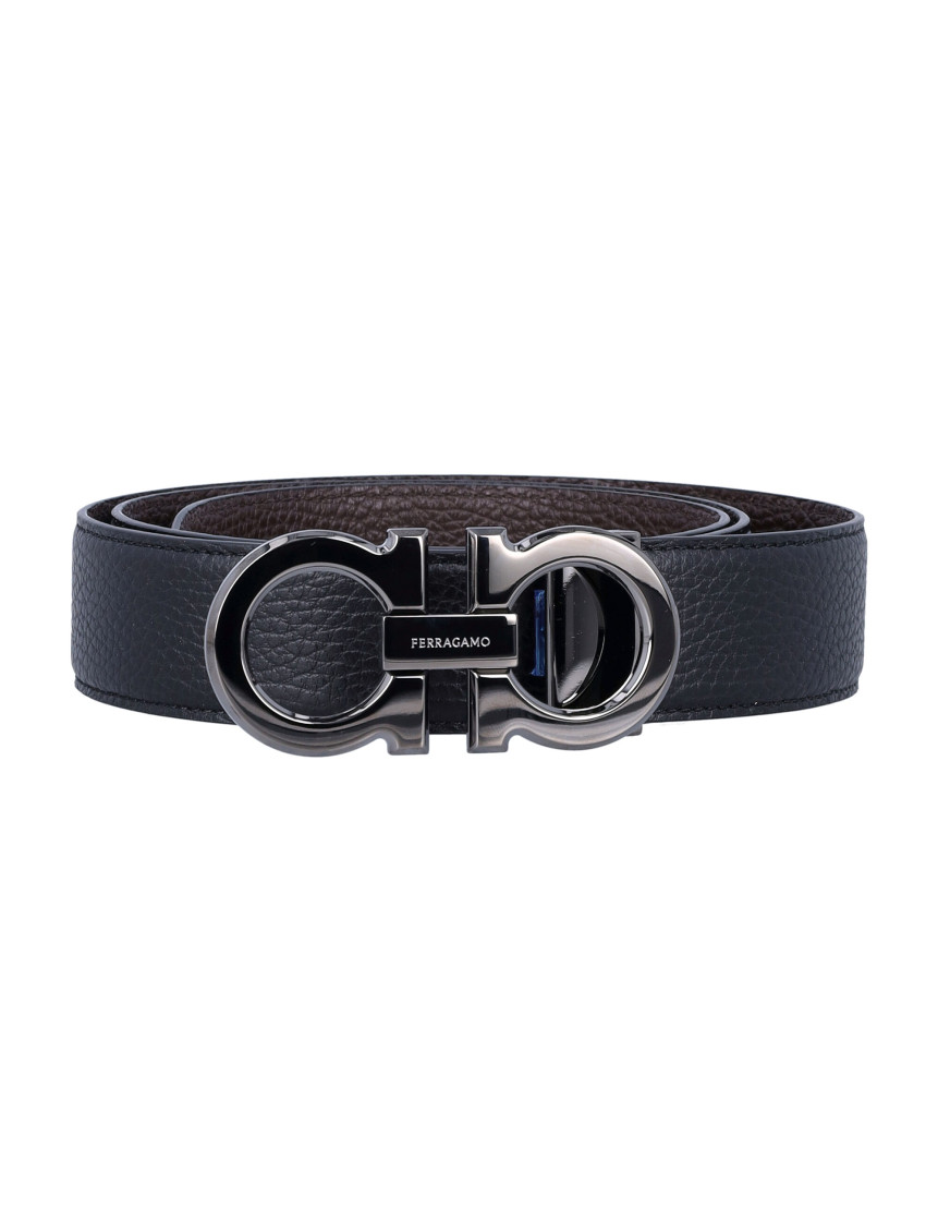 Ferragamo Black Logo Buckle Cut To Size Belt
