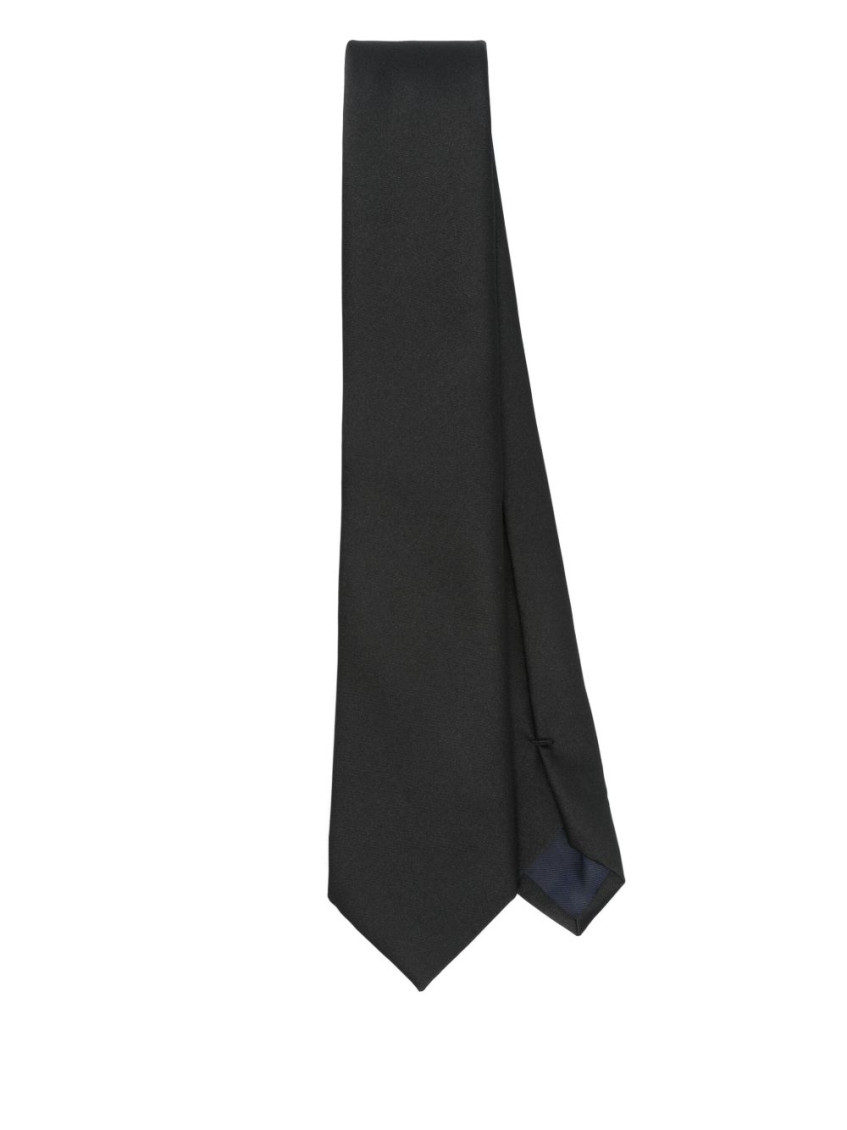 Corneliani Solid Color Tie In Black