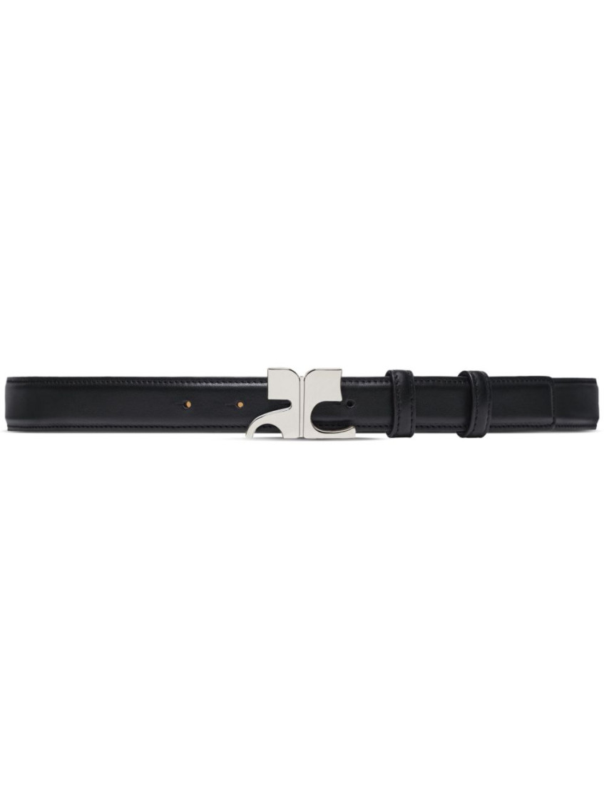 Courrèges Black Iconic Logo Buckle Belt