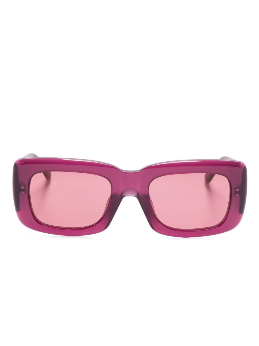 Attico Dark Pink Logo Rectangular Sunglasses