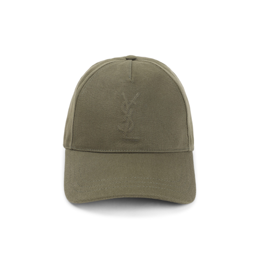 saint laurent キャップ　カーキ Saint Laurent Khaki Ysl Logo Baseball Hat