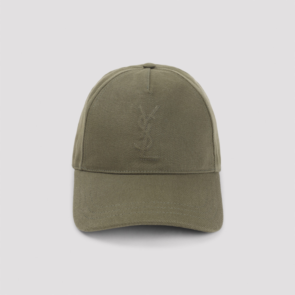 Saint Laurent Khaki Ysl Logo Baseball Hat