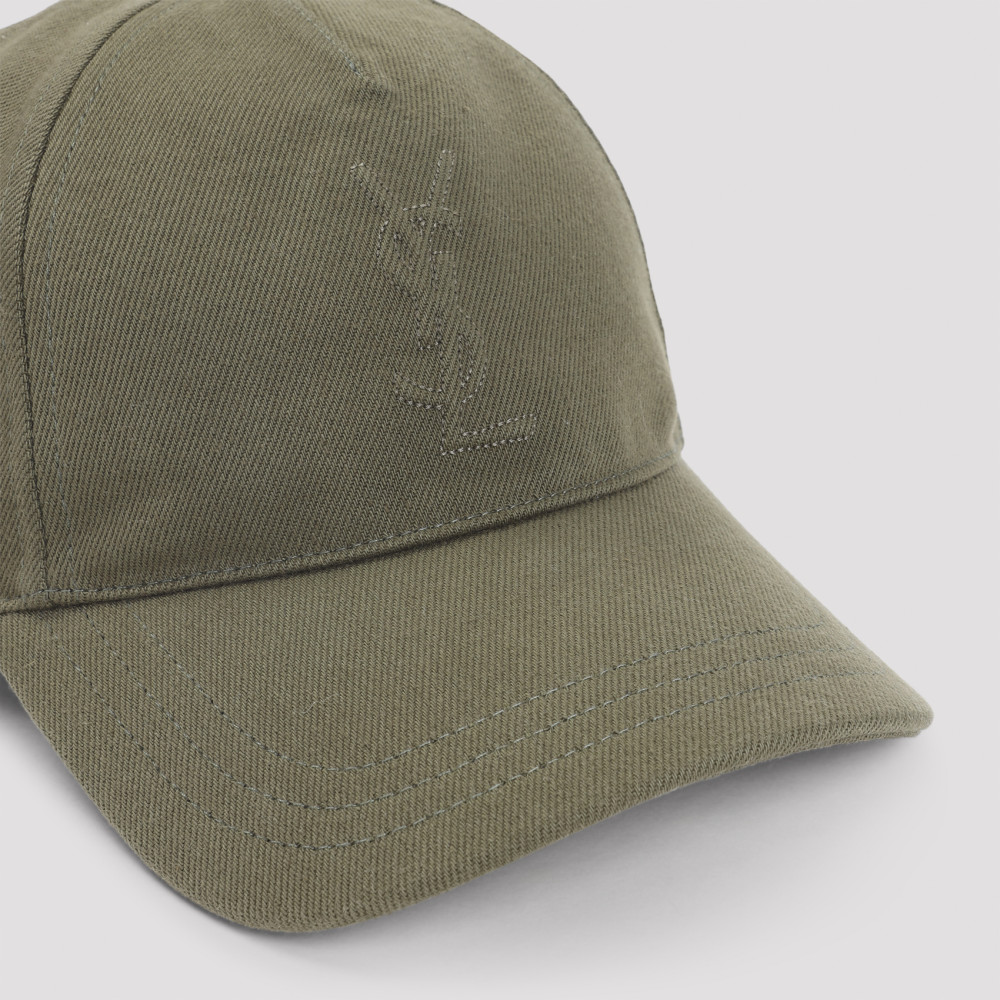Saint Laurent Khaki Ysl Logo Baseball Hat