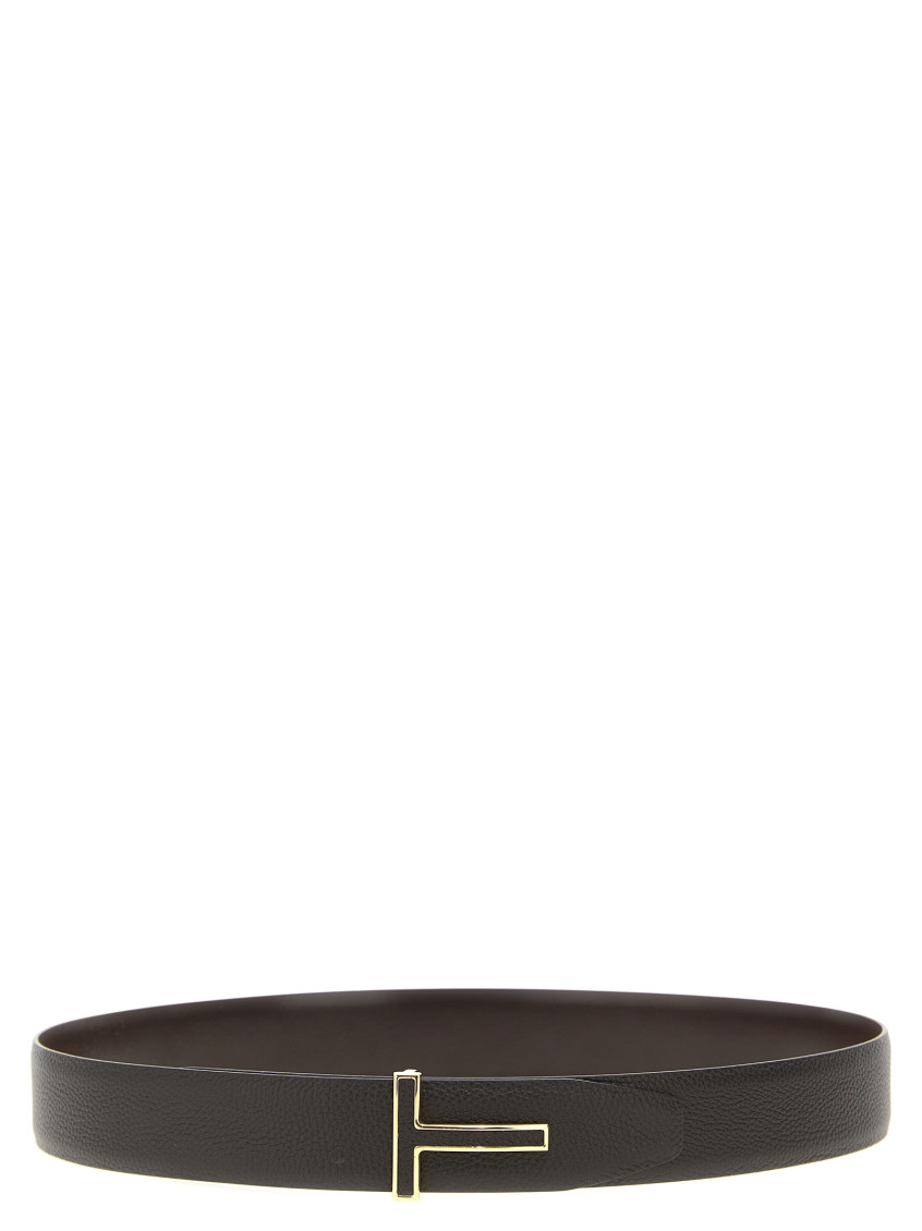 Tom Ford Brown Logo Reversible Belt In Brown