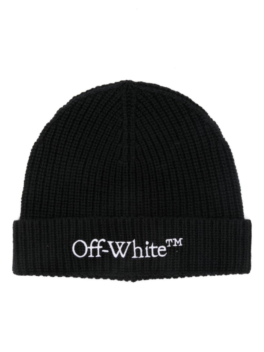 Off-white Off White Bookish Wool Beanie In Black