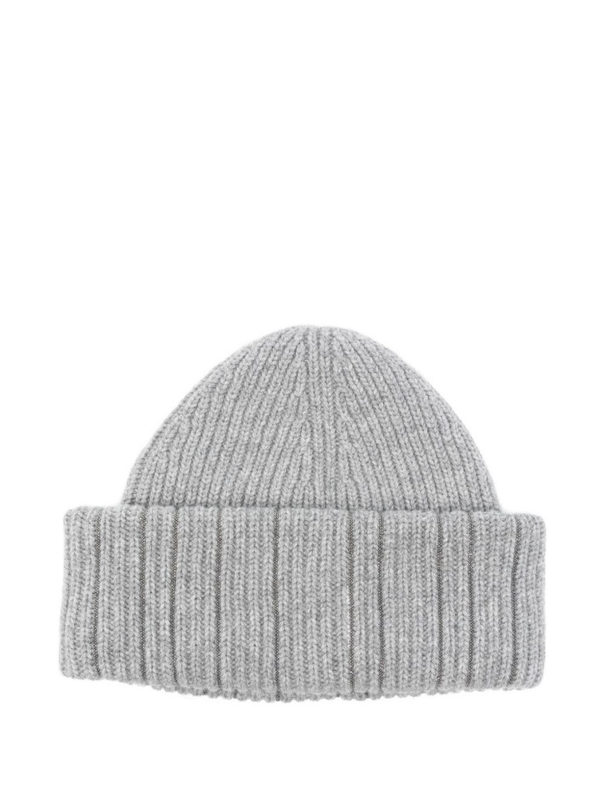 Fabiana Filippi Grey Textured Beanie Hat In Gray